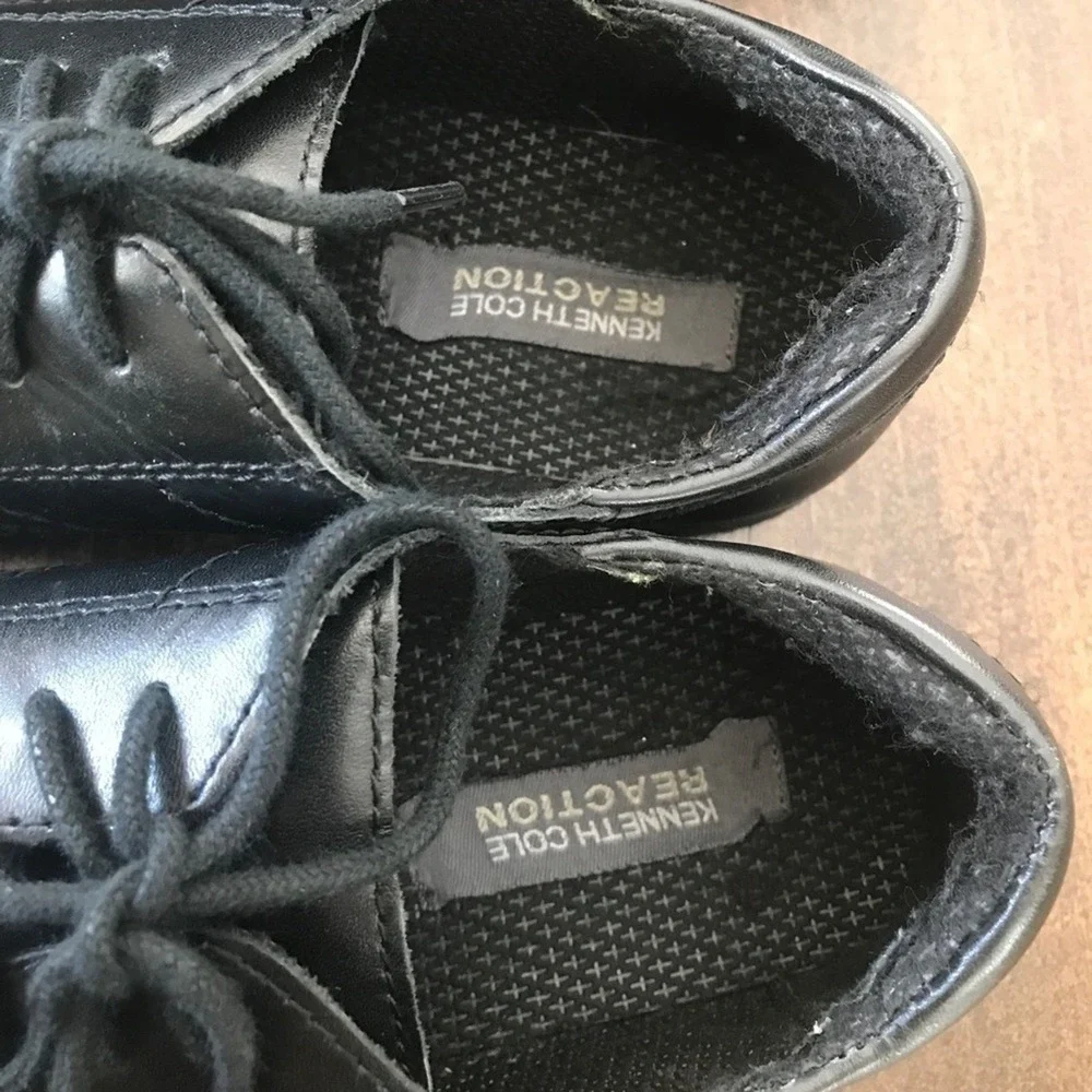 Kenneth Cole New York Boys Black Leather Dress Shoes Size 2.5 Little Kid Lace Up